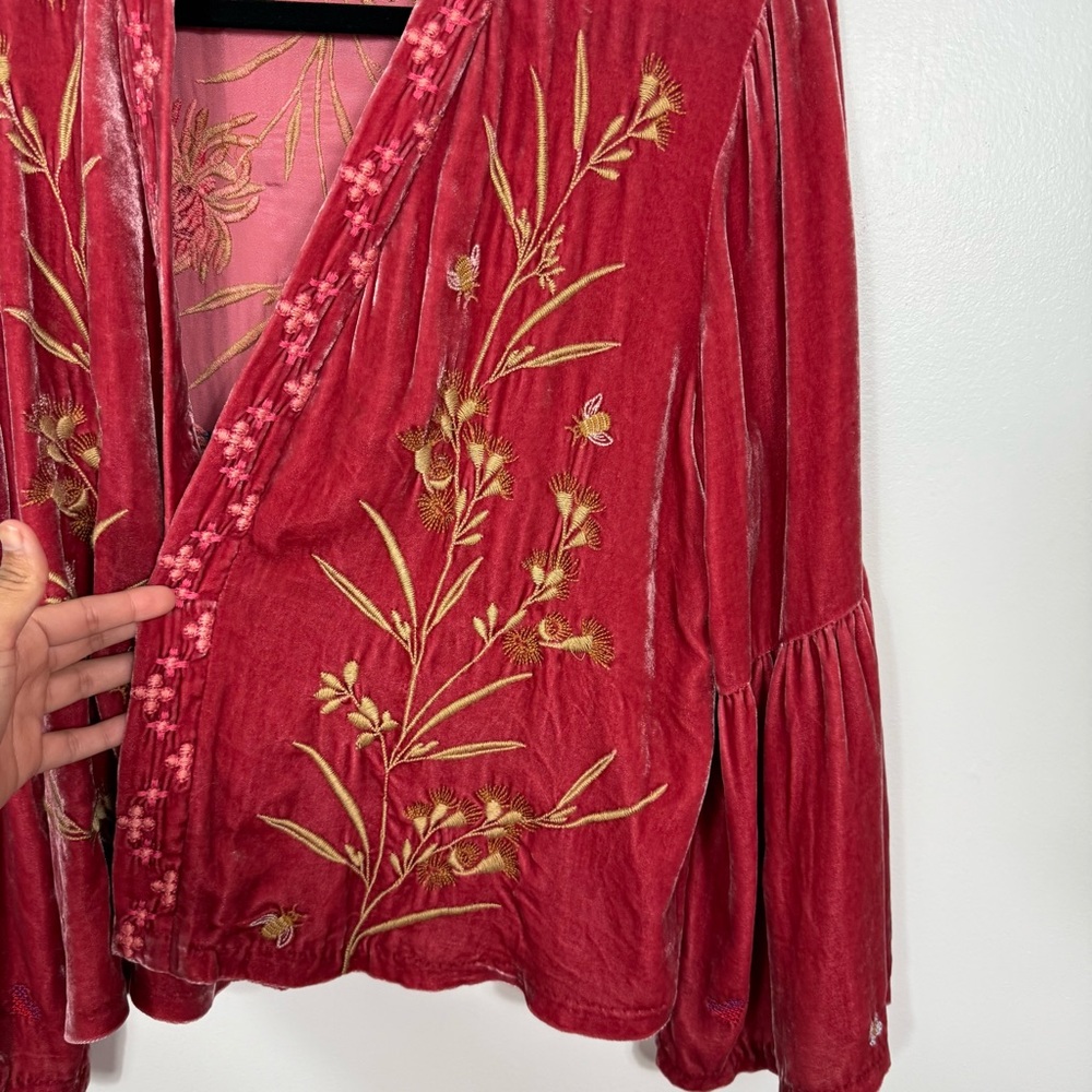 Johnny Was Aria Silk Blend Bolero in Red Size Medium - Picture 3 of 8